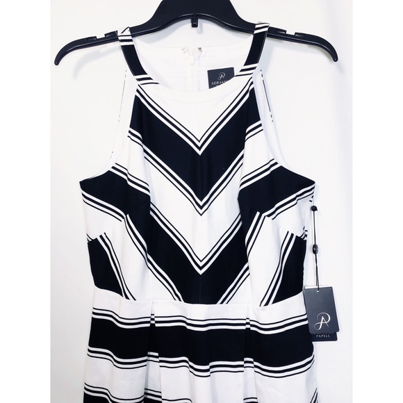 SOLD Adrianna Papell Halter Dress Black White - Picture 6 of 8